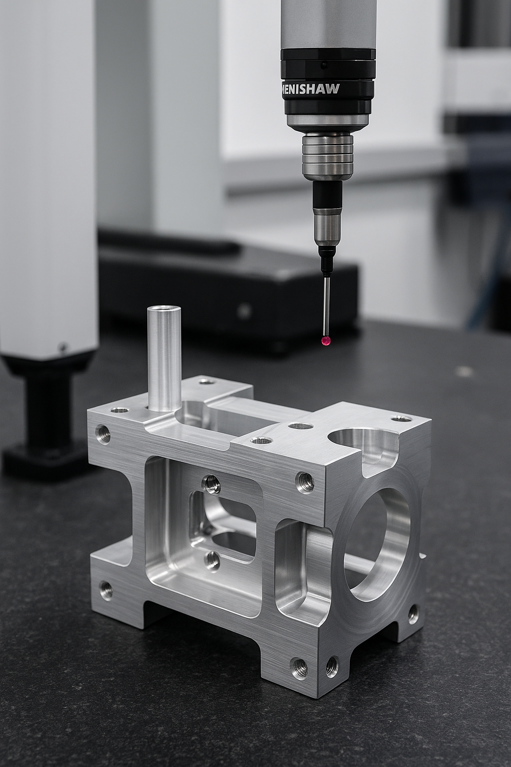 CMM measuring a CNC milled part